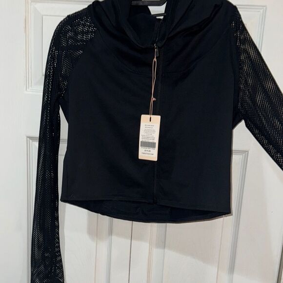 FABLETICS x Demi lovato Black bella midi  Mesh Sleeve full zip  jacket - Picture 6 of 13